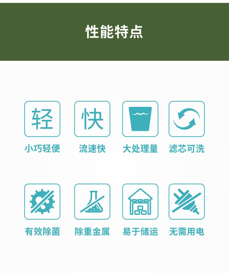 凈易單兵軍用戶外便攜式凈水器特點(diǎn),小巧輕便,有效除菌